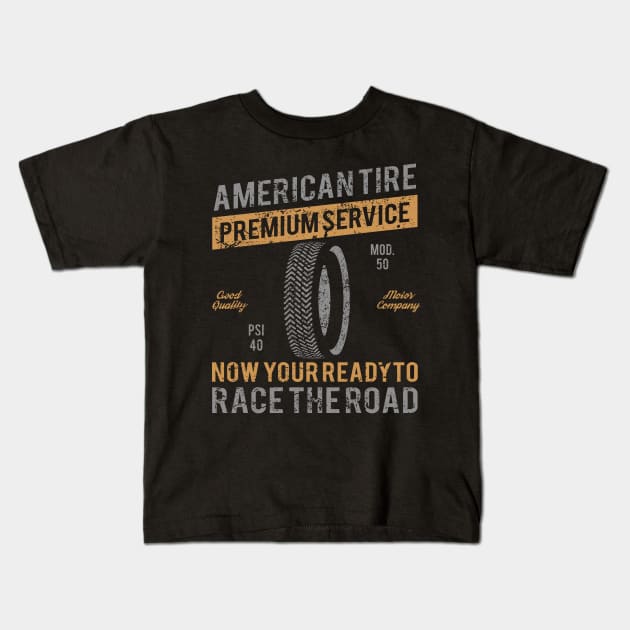 American Tire Race Company Kids T-Shirt by JakeRhodes